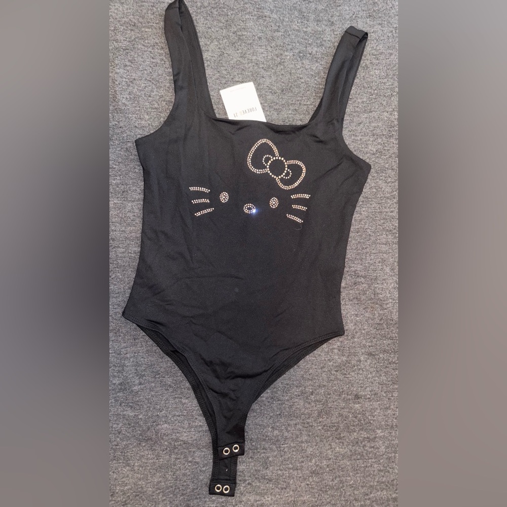 Forever 21 Black Bodysuit with Gold Accents